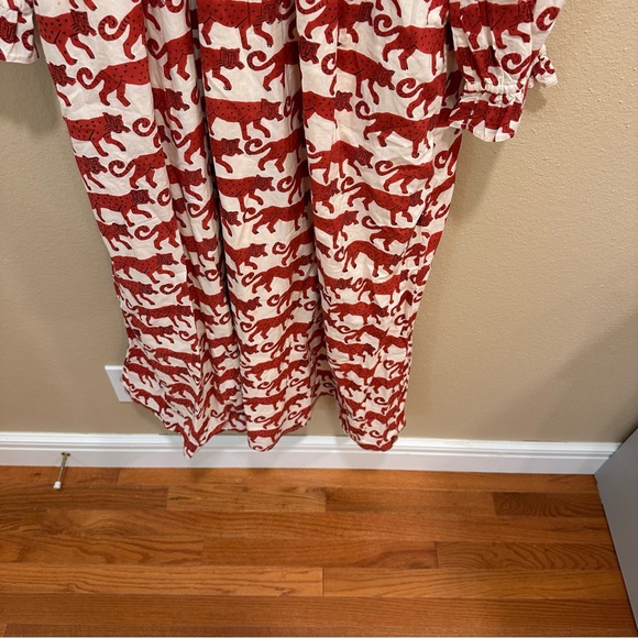 NWT Tuckernuck Pink City Prints Red Cream Block Print Tiger Maxi Dress Large - Picture 14 of 16